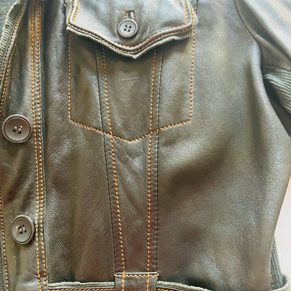 Bohemian New York Street Style Dark Green Leather Blazer by Jakett. - Picture 7 of 7